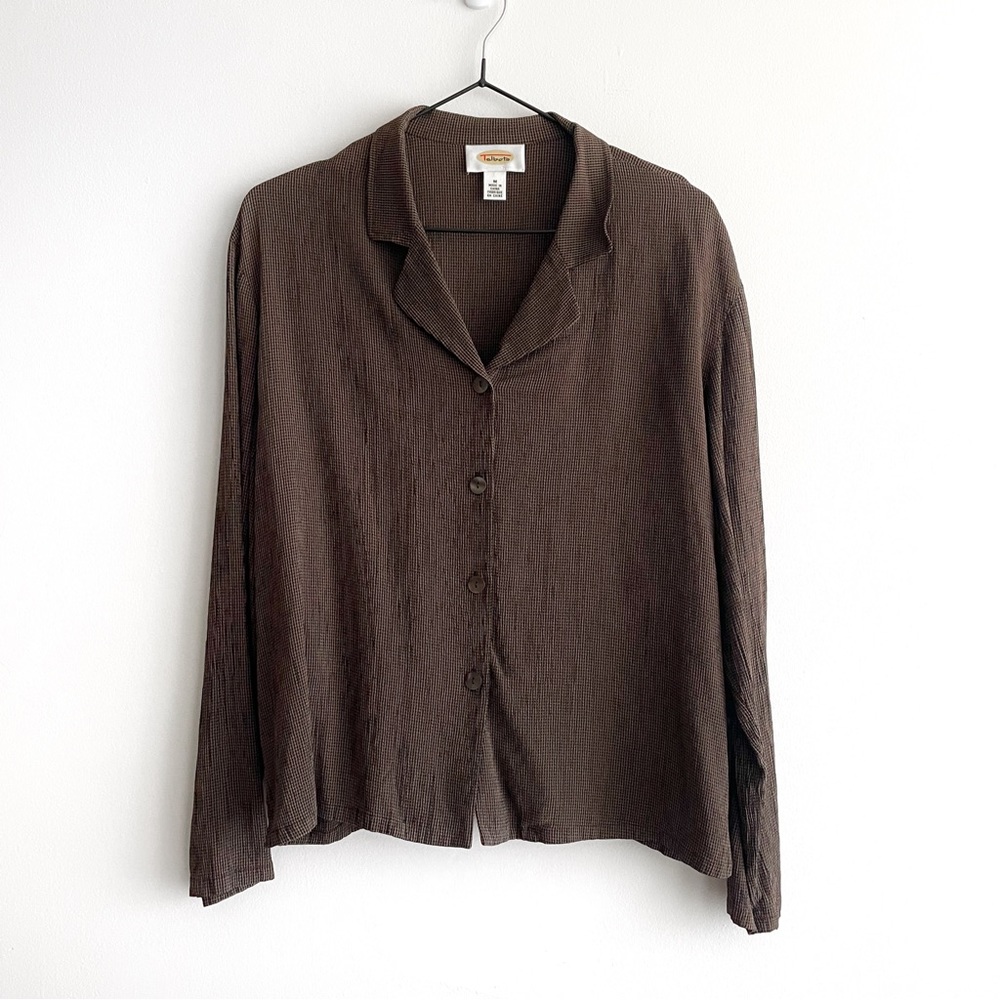 Vintage Talbots Slinky Button-Up Blouse - Medium